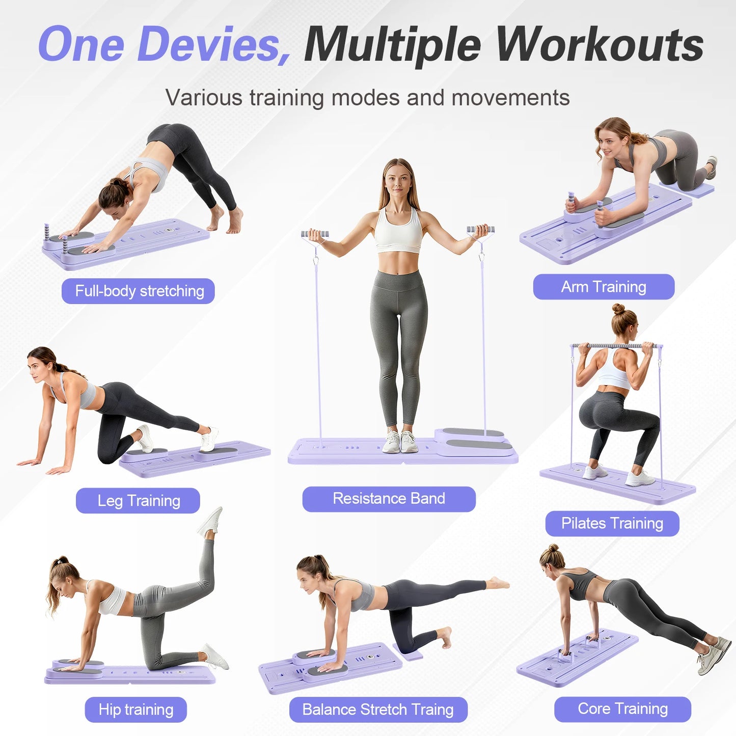 Foldable Pilates Bar Ab Board Full Body Workout Equipment