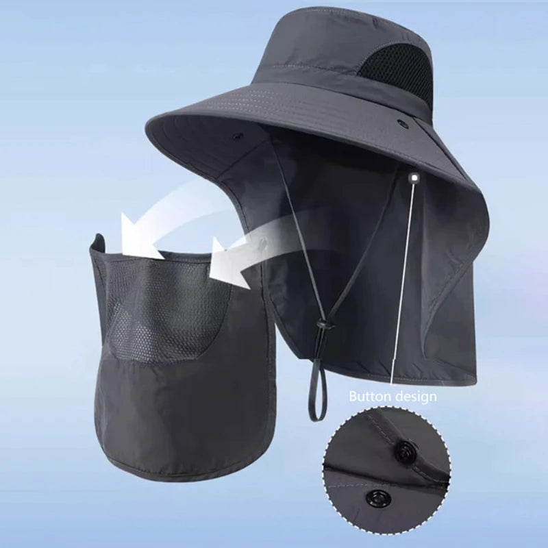 UV Protection Outdoor Hat With Neck Flap For Men Women