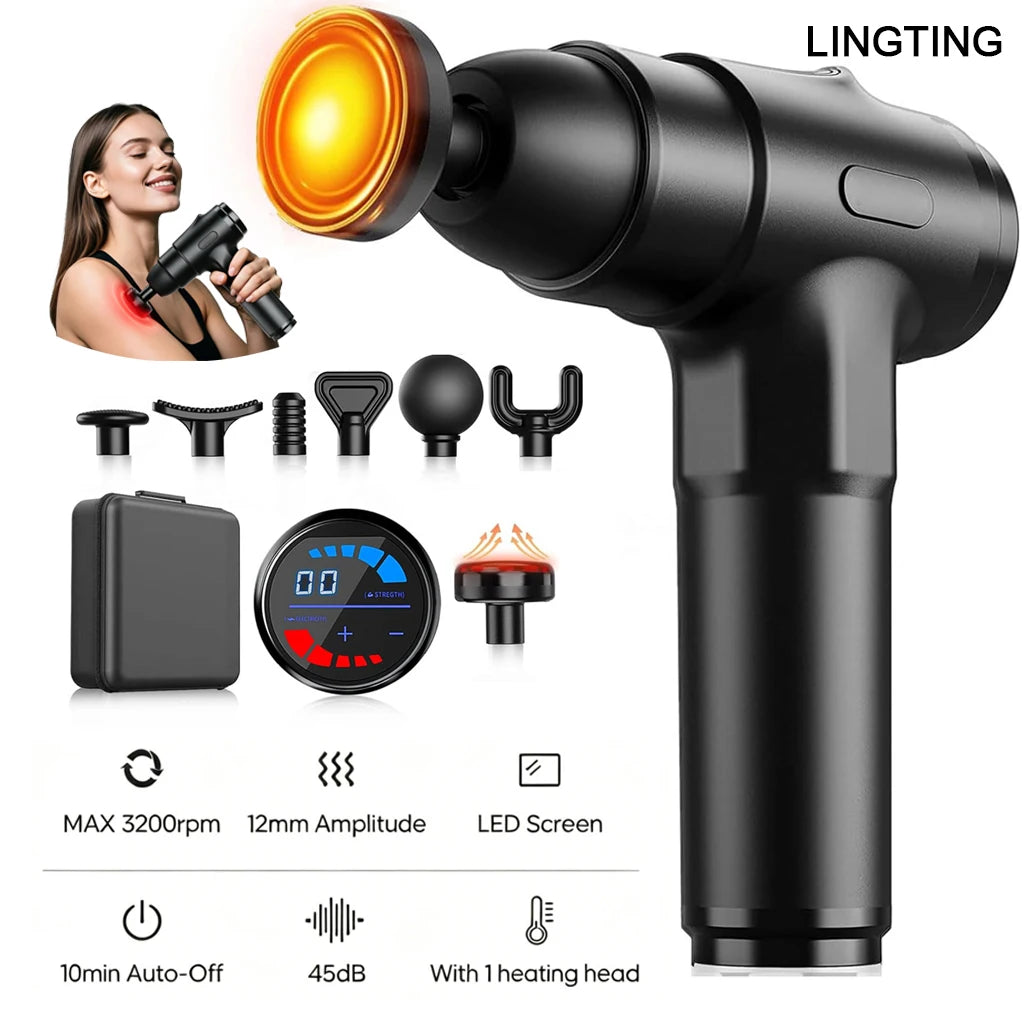 Lingteng Silent Heating Deep Tissue Percussion Massage Gun