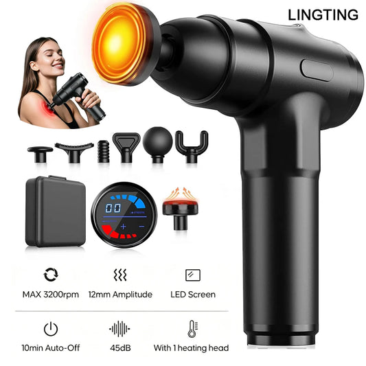 Lingteng Silent Heating Deep Tissue Percussion Massage Gun