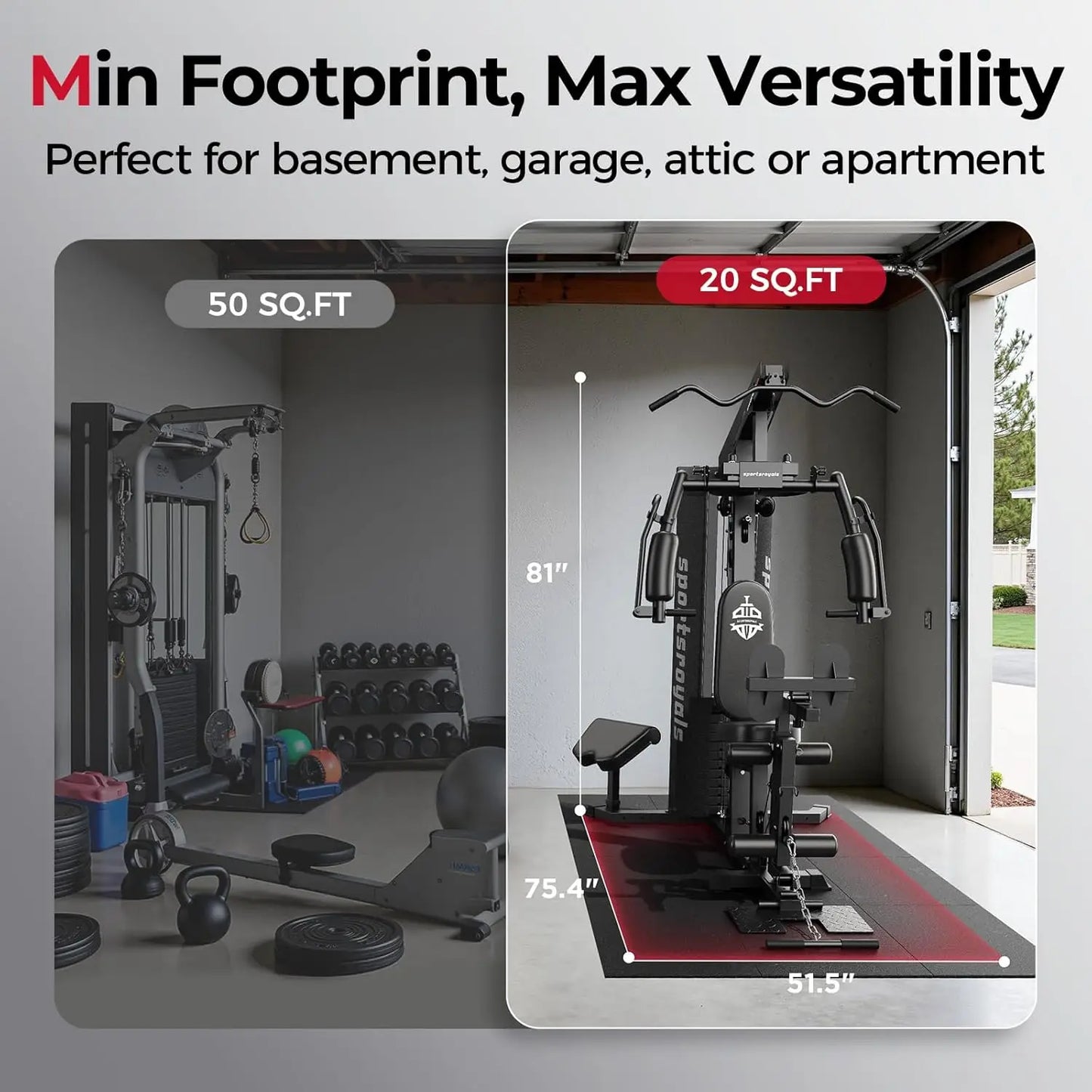 FED Fitness Home Gym System With 150 Lb Stack Pulley