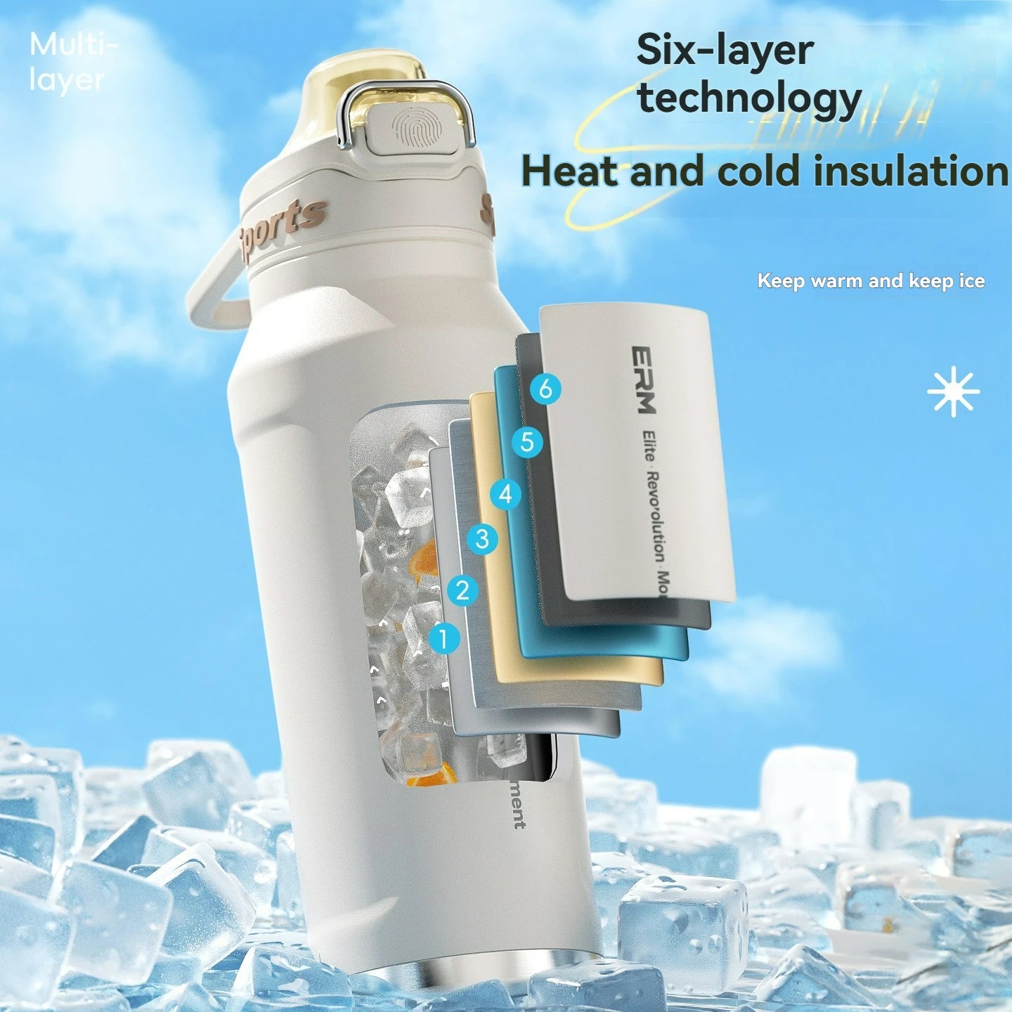 Stainless Steel 1L Vacuum Insulated Flask with Handle