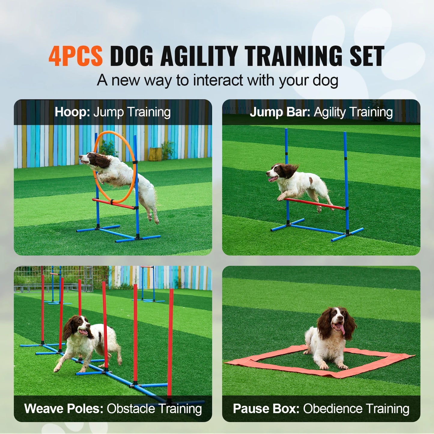SucceBuy Dog Agility Training Set With Adjustable Hurdles And Poles
