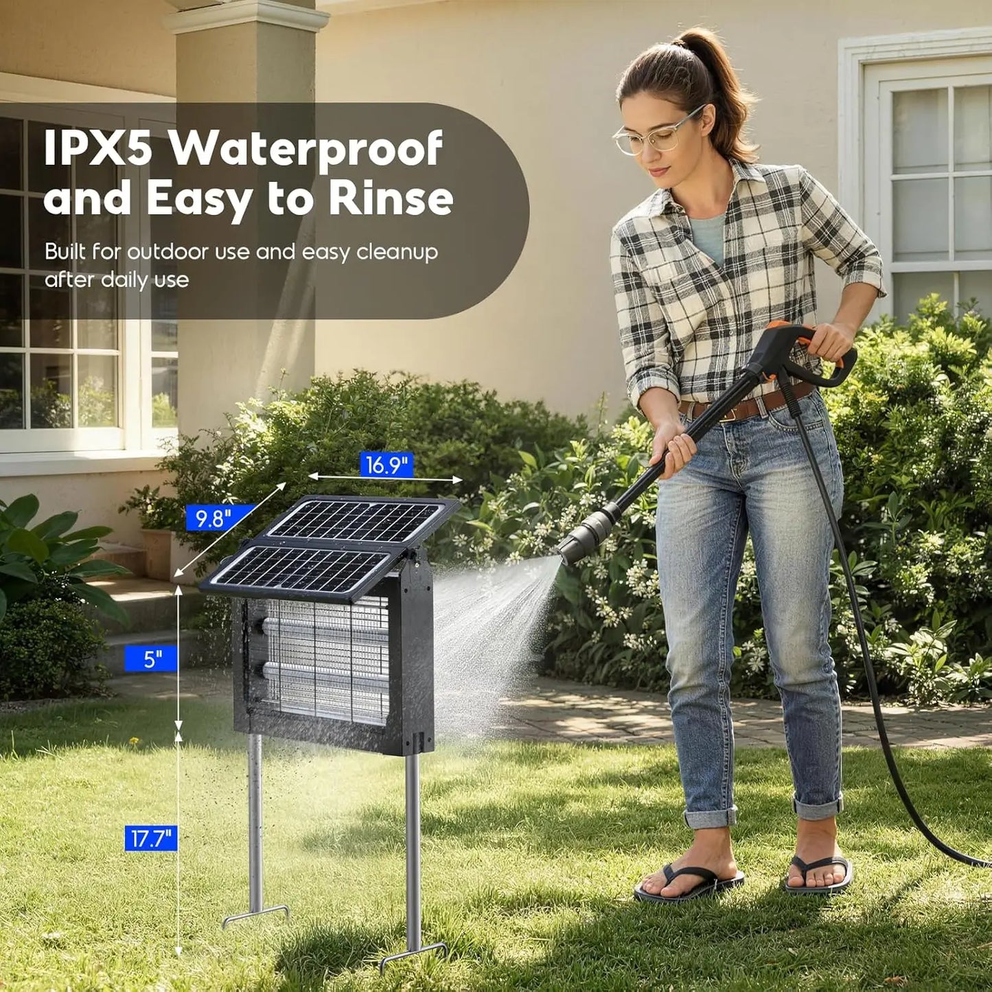 Solar Bug Zapper Outdoor 4500V IPX5 Waterproof