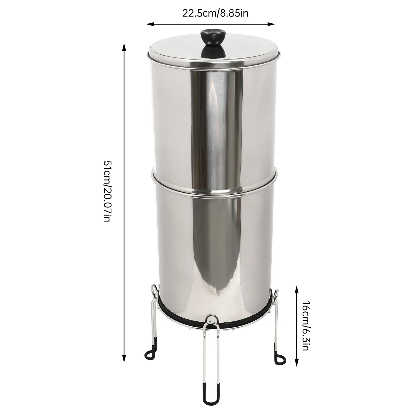 Gravity Fed Water Filter 2.25 Gal 304 Stainless Steel Countertop System
