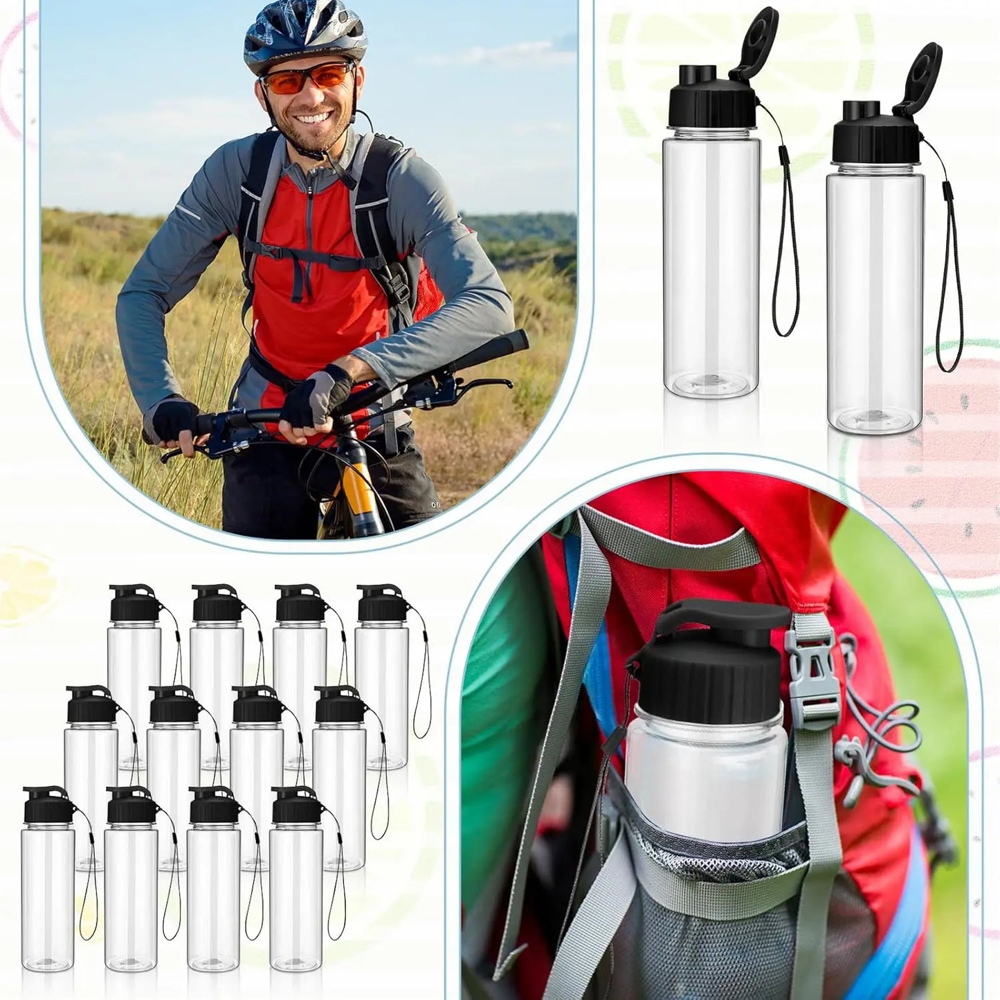 YTYIN 50 Pack Plastic Water Bottles Leak Proof