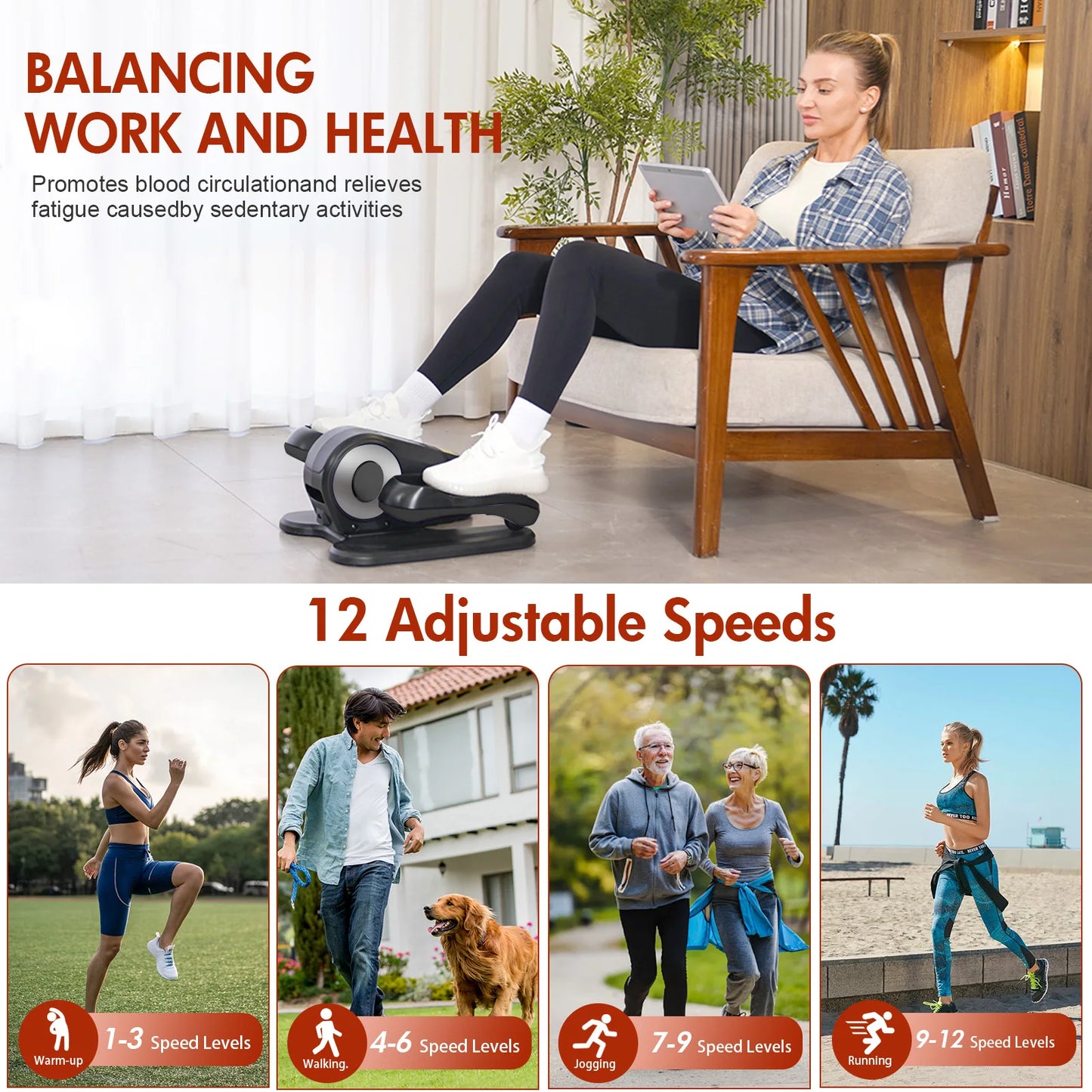 Gamewiu Under Desk Elliptical Mini Exerciser With Remote