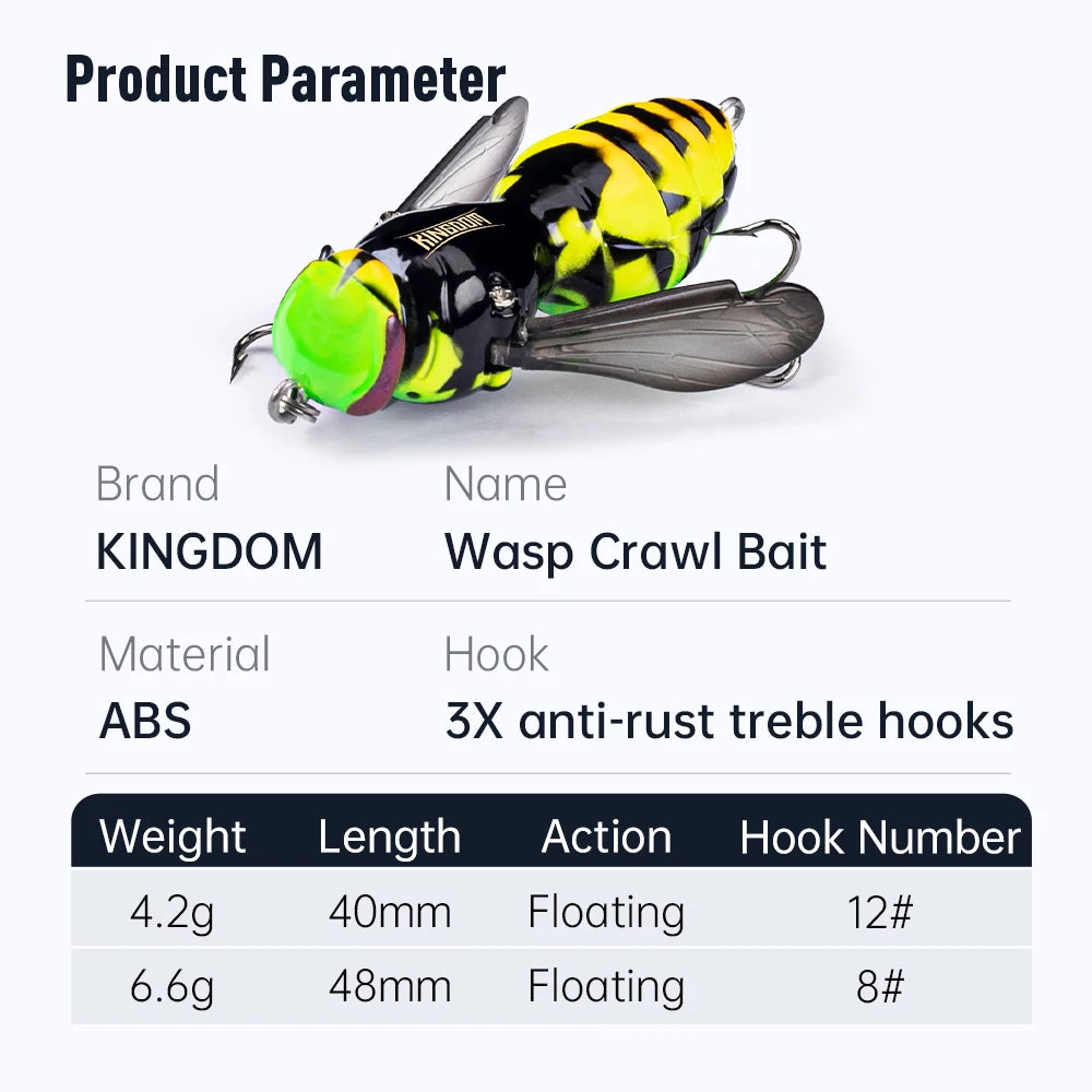 Kingdom Floating Wasp Bait 3pcs Fishing Lures Topwater