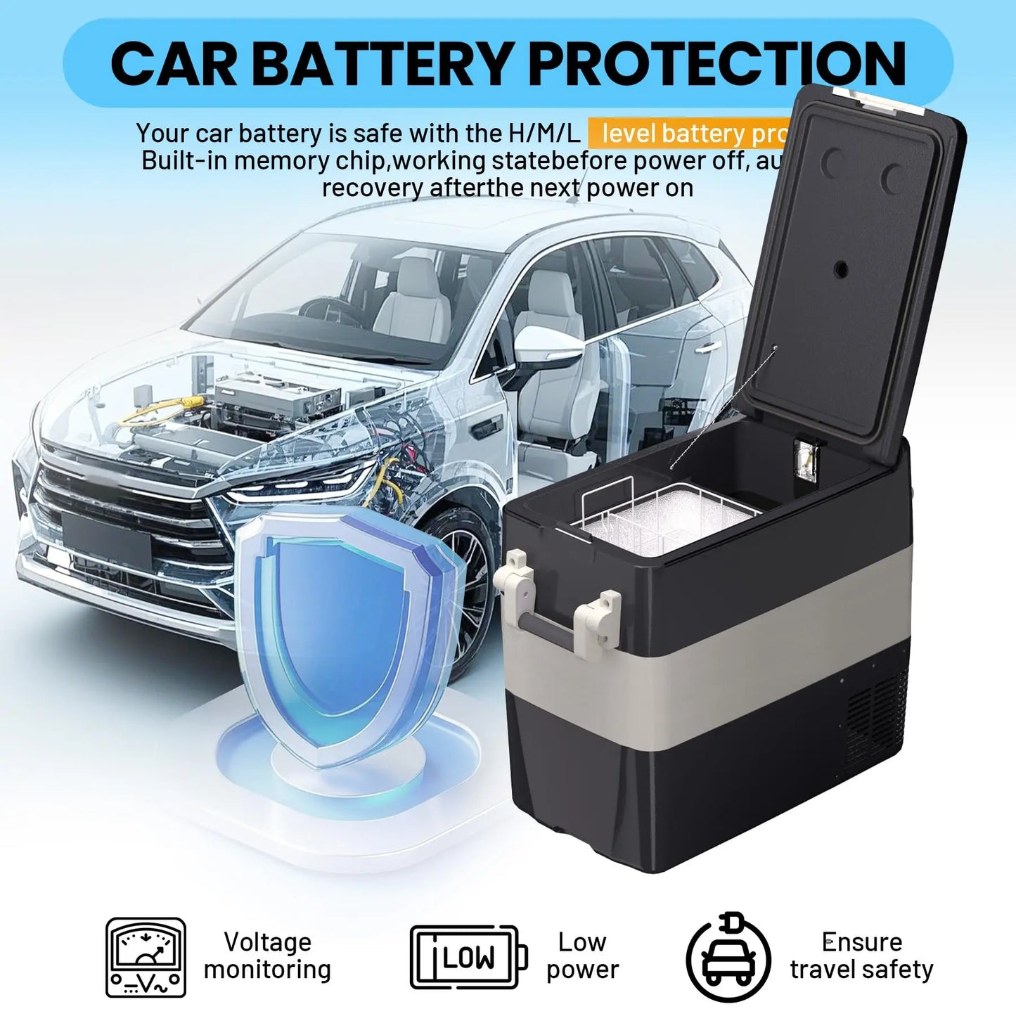 HiMISS 12V Car Refrigerator Portable Fridge Freezer for Travel