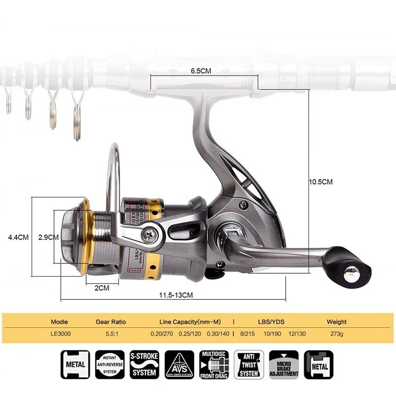 Carbon Fiber Telescopic Fishing Rod And Reel Combo
