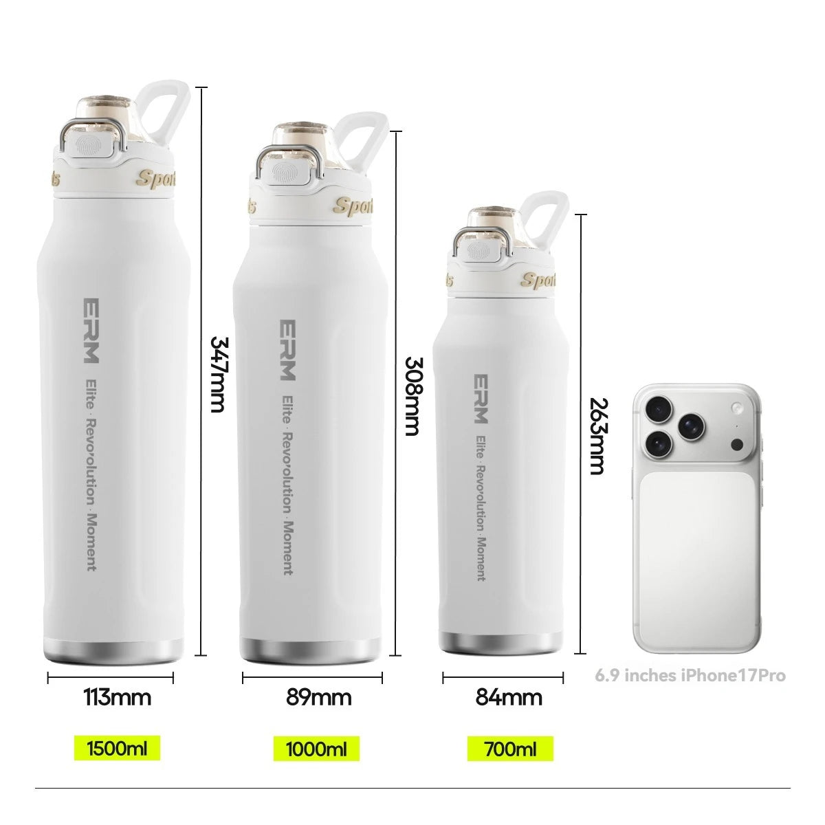Stainless Steel 1L Vacuum Insulated Flask with Handle