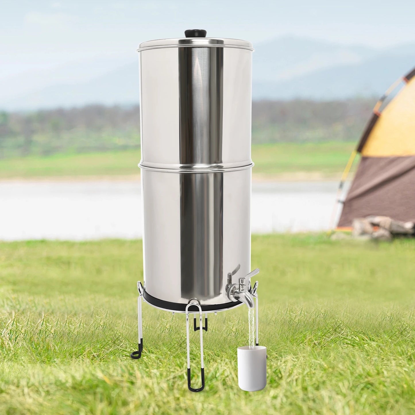 Gravity Fed Water Filter 2.25 Gal 304 Stainless Steel Countertop System