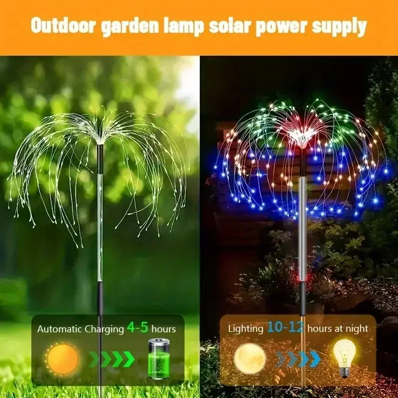 60 LEDs Solar Firework Lights Outdoor Garden Pathway Lighting