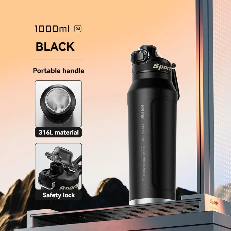Stainless Steel 1L Vacuum Insulated Flask with Handle