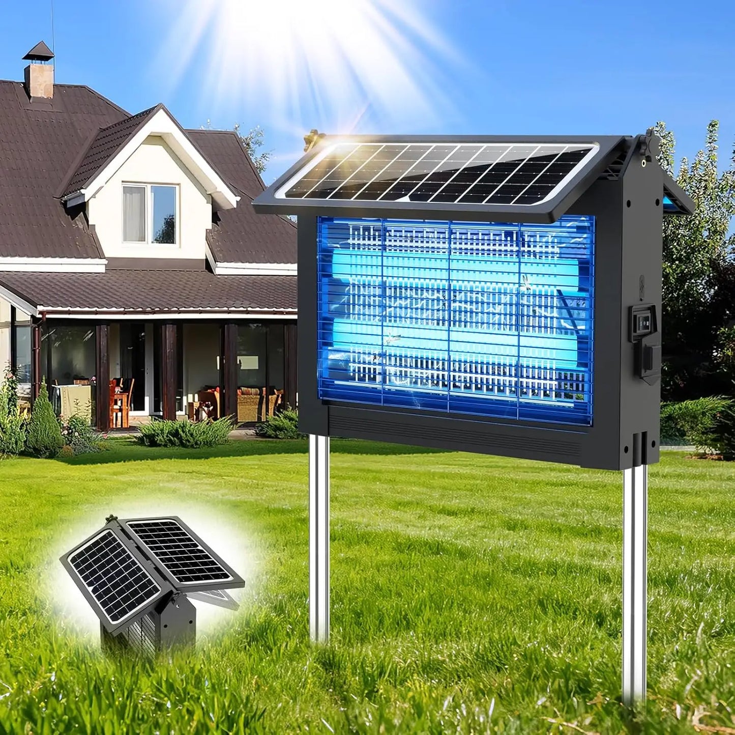 Solar Bug Zapper Outdoor 4500V IPX5 Waterproof