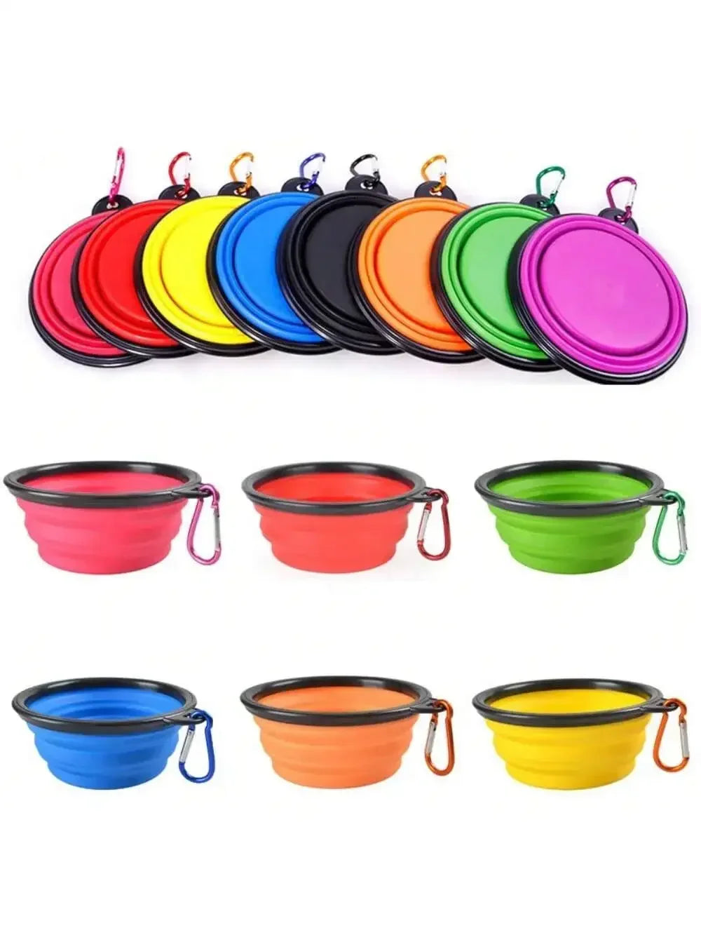 Folding Portable 2-In-1 Pet Feeder Dispenser With Carabiner