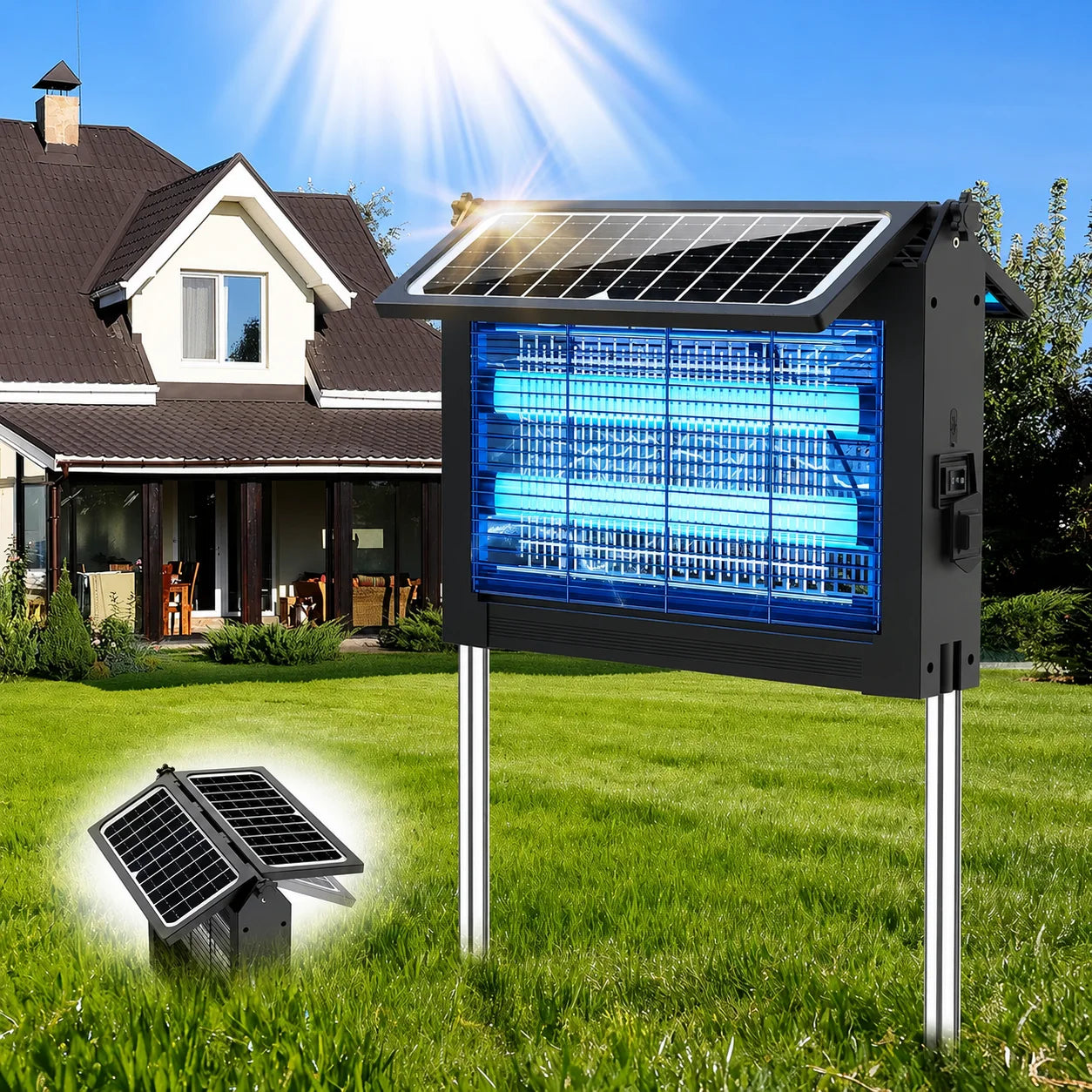 Solar Bug Zapper Outdoor 4500V IPX5 Waterproof