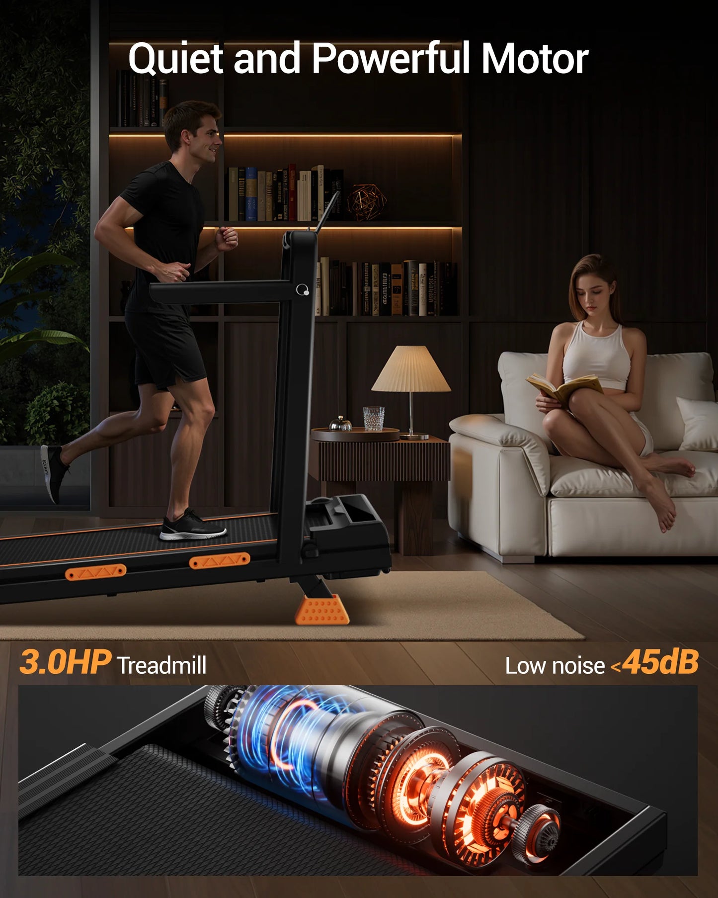 UMAY 2 In 1 Foldable Walking Running Treadmill With Fifteen Percent Incline