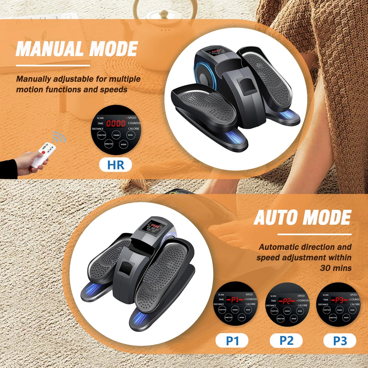 Gamewiu Mini Portable Under Desk Elliptical Pedal Exerciser Remote