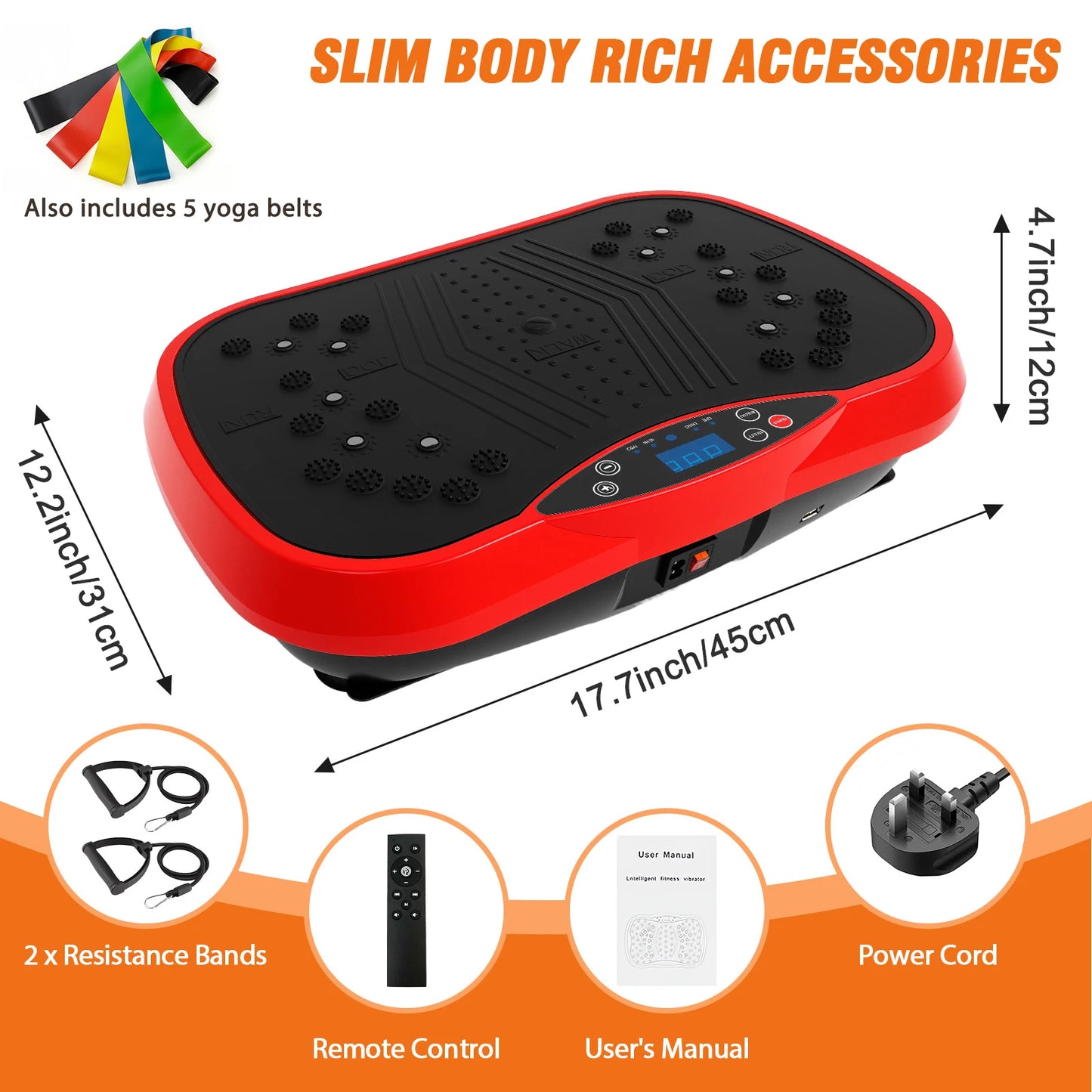 Portable Vibration Plate Exercise Machine With Bluetooth Resistance Bands