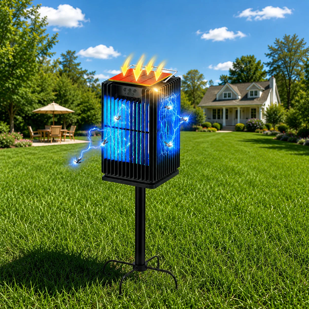 Solar Cordless Outdoor Bug Zapper With Ground Bracket