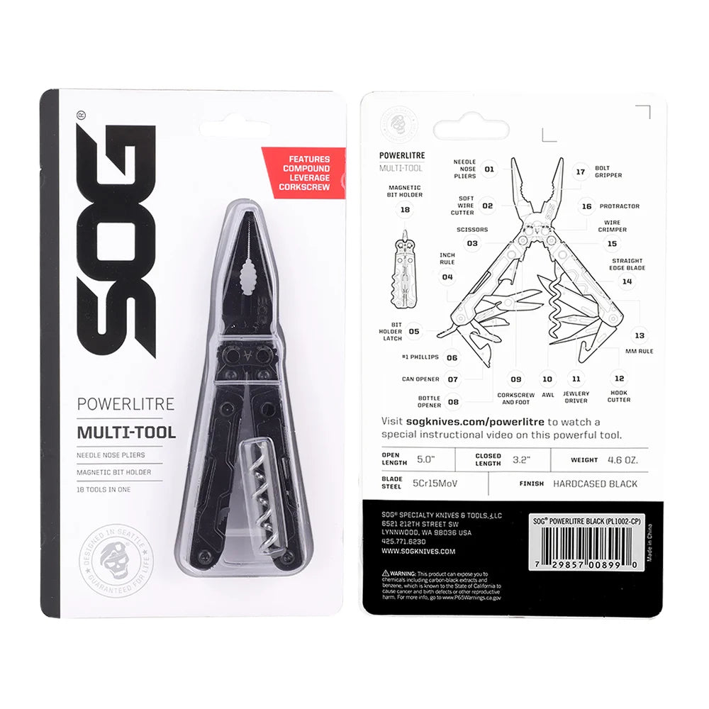 SOG PowerLitre Stainless Steel Multitool With Corkscrew