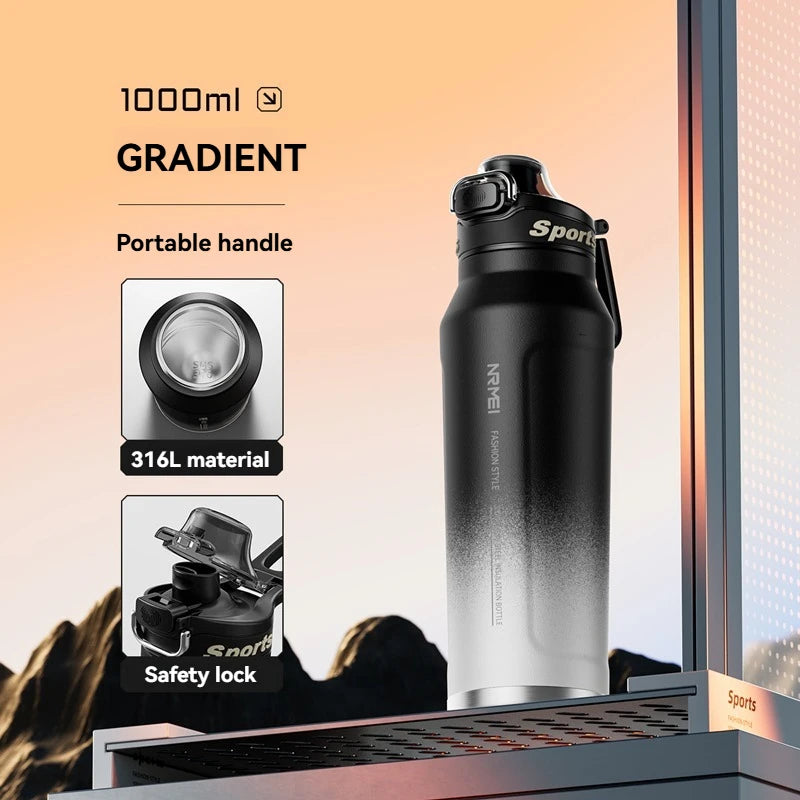 Stainless Steel 1L Vacuum Insulated Flask with Handle
