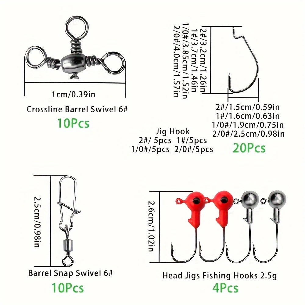 187 Piece Fishing Gear Kit With Tackle Box And Hooks