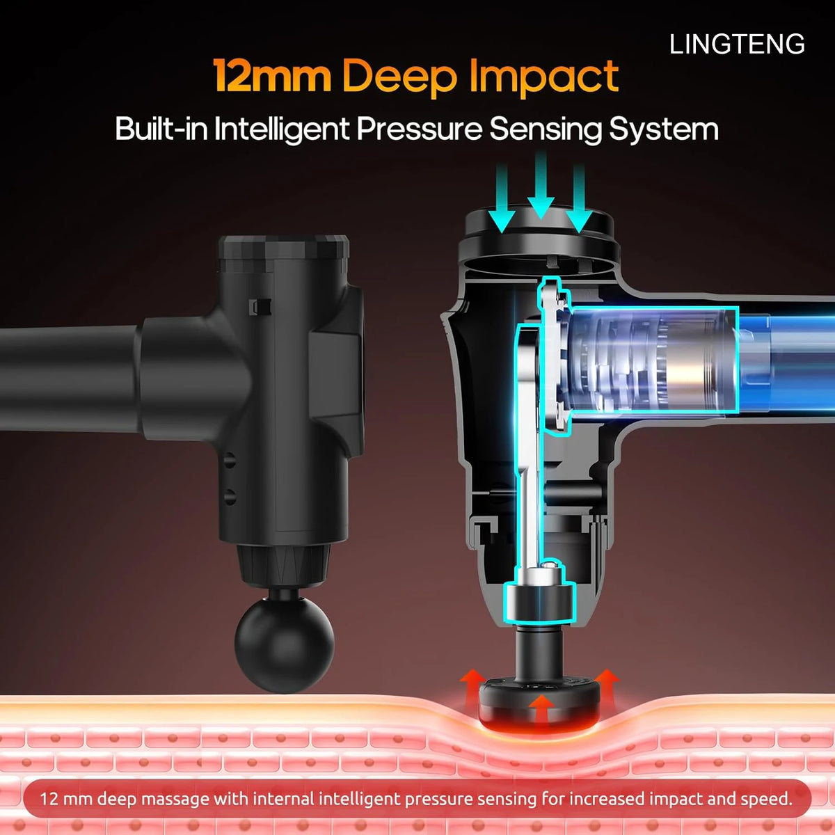Lingteng Silent Heating Deep Tissue Percussion Massage Gun