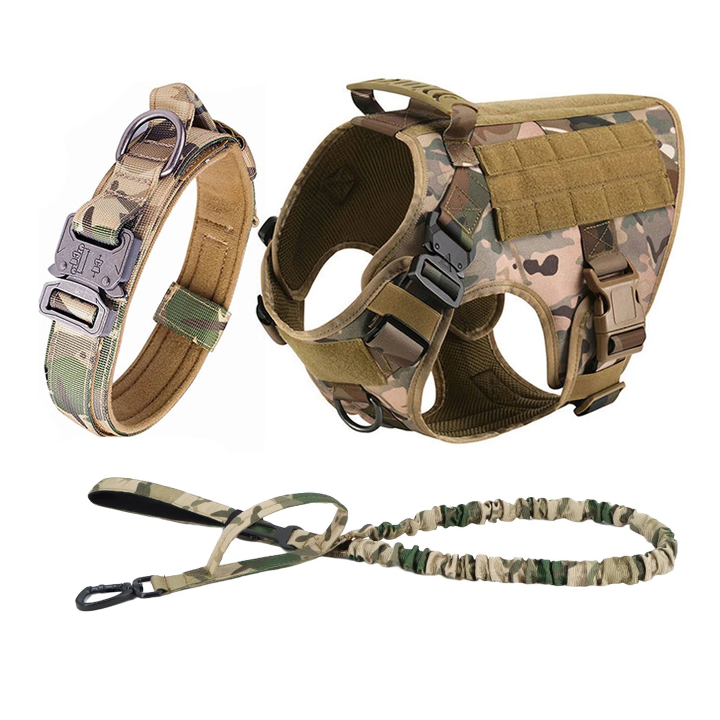 Tactical Dog Harness Vest Molle Pouches Nylon