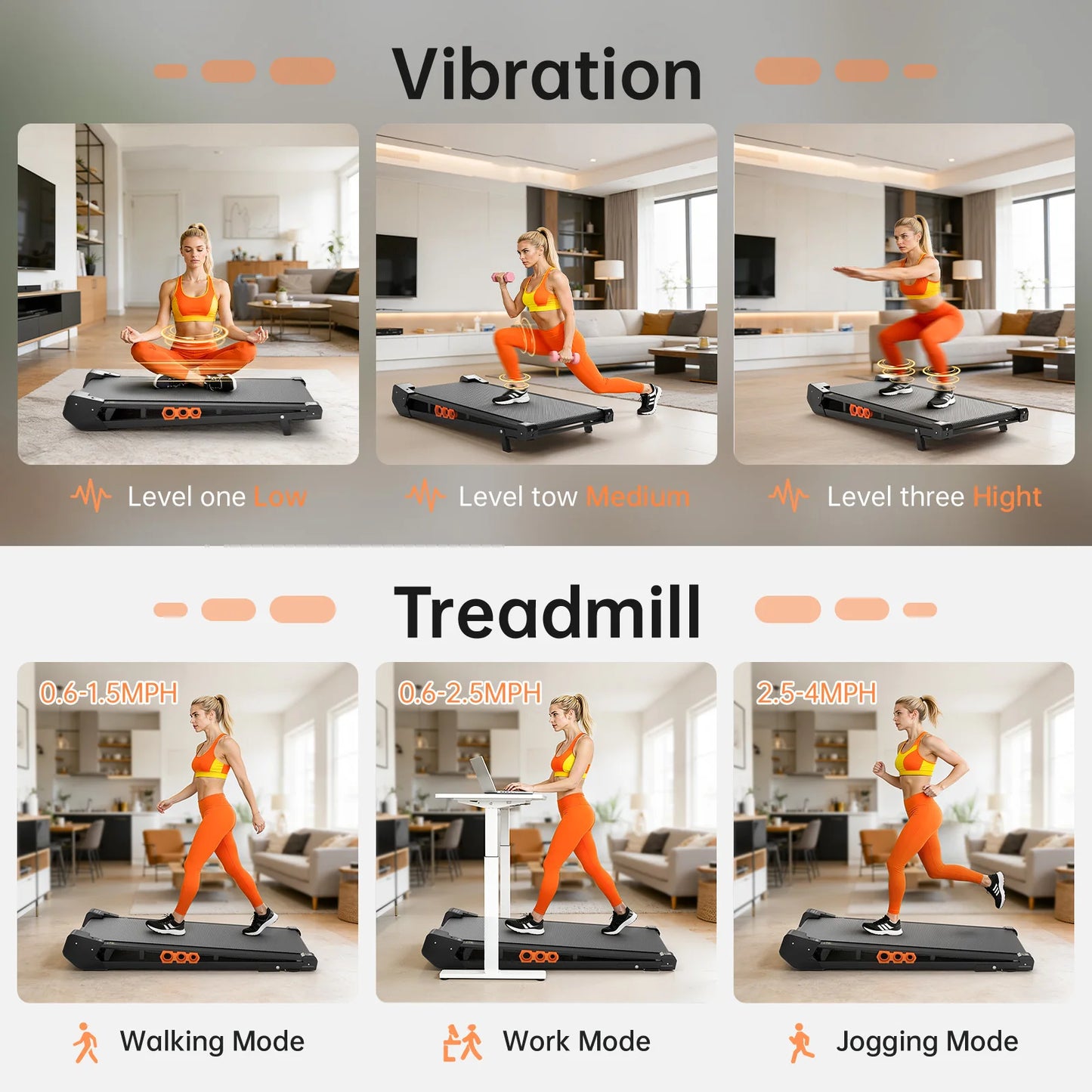 AKLUER Walking Vibration Pad Treadmill With Incline And Remote Control