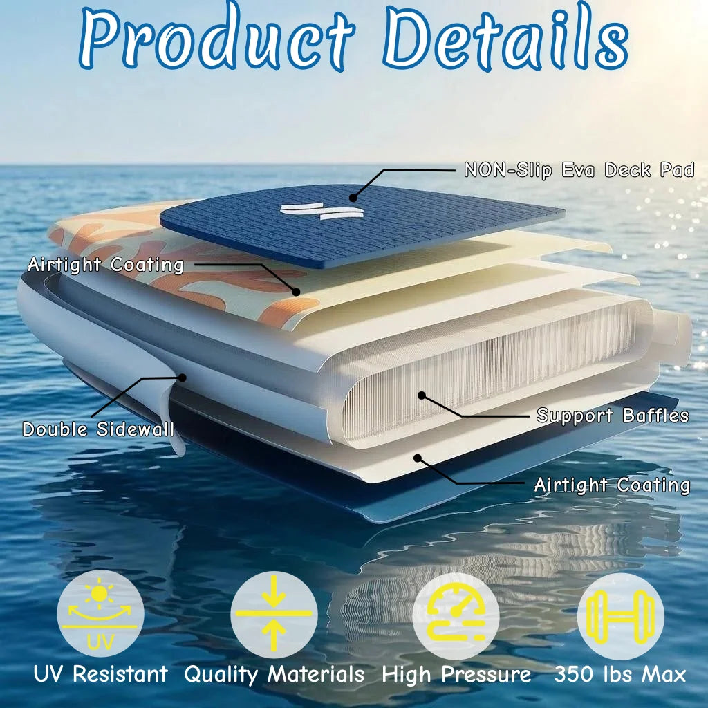 Inflatable Stand Up Paddle Board With EVA Deck For Sea
