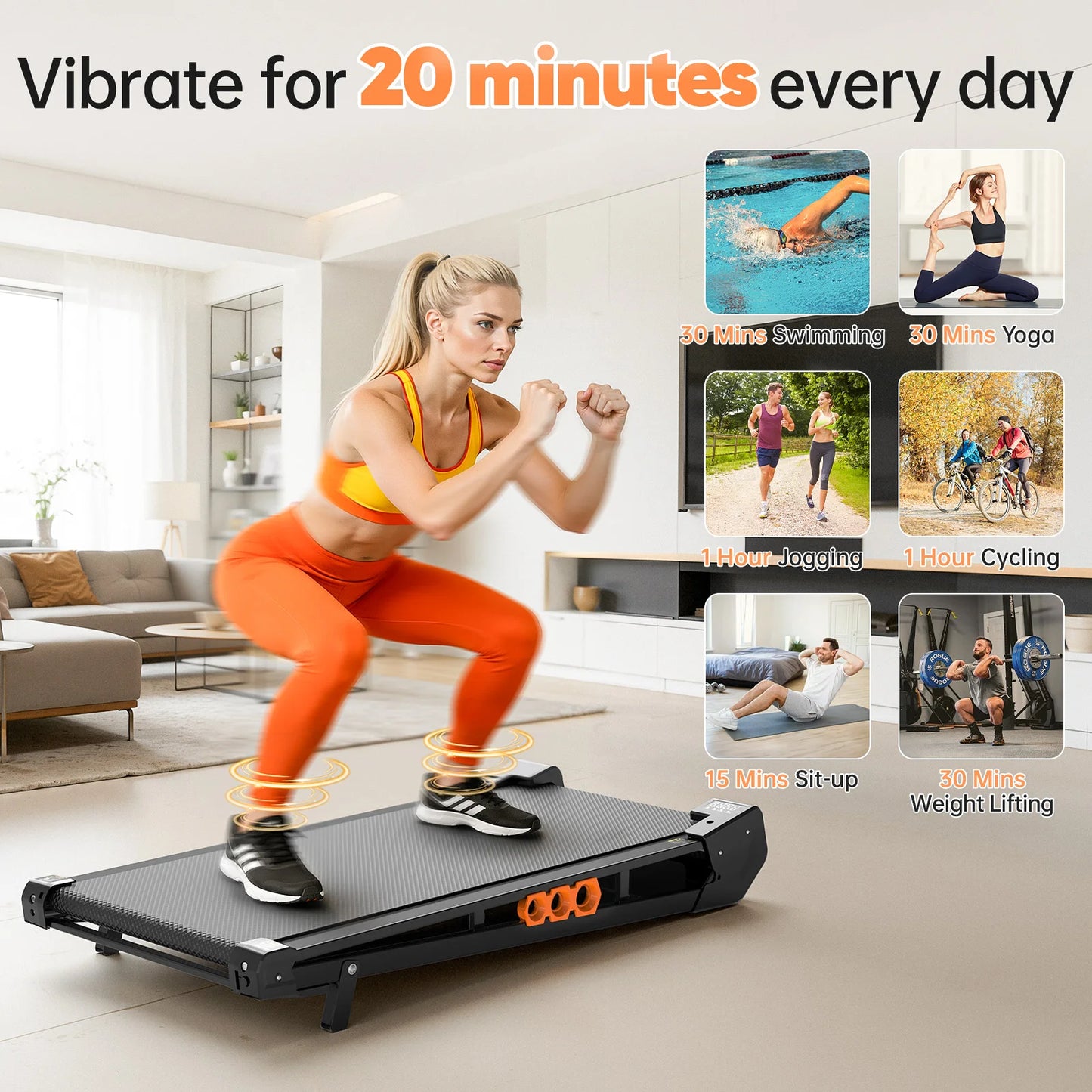 AKLUER Walking Vibration Pad Treadmill With Incline And Remote Control