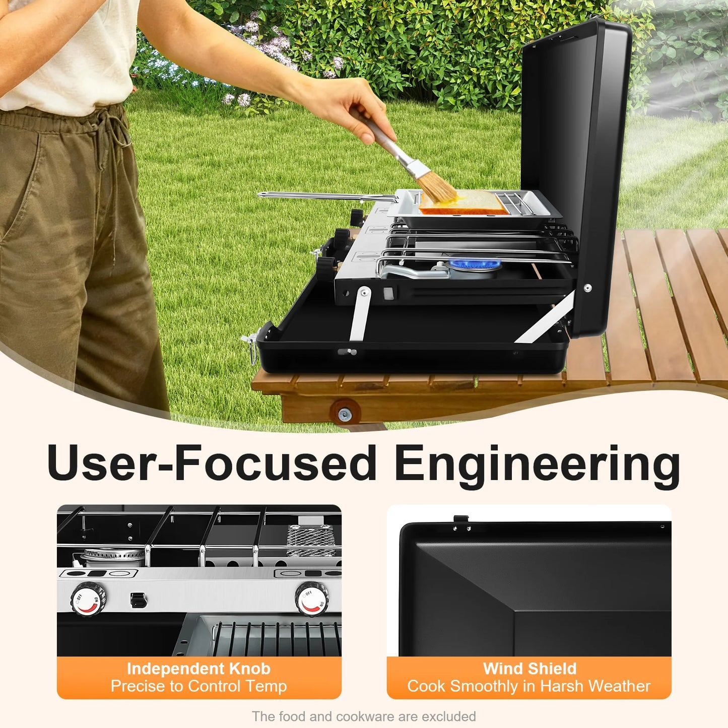 Portable 3-Burner Outdoor Camping Gas Stove Propane Butane Grill