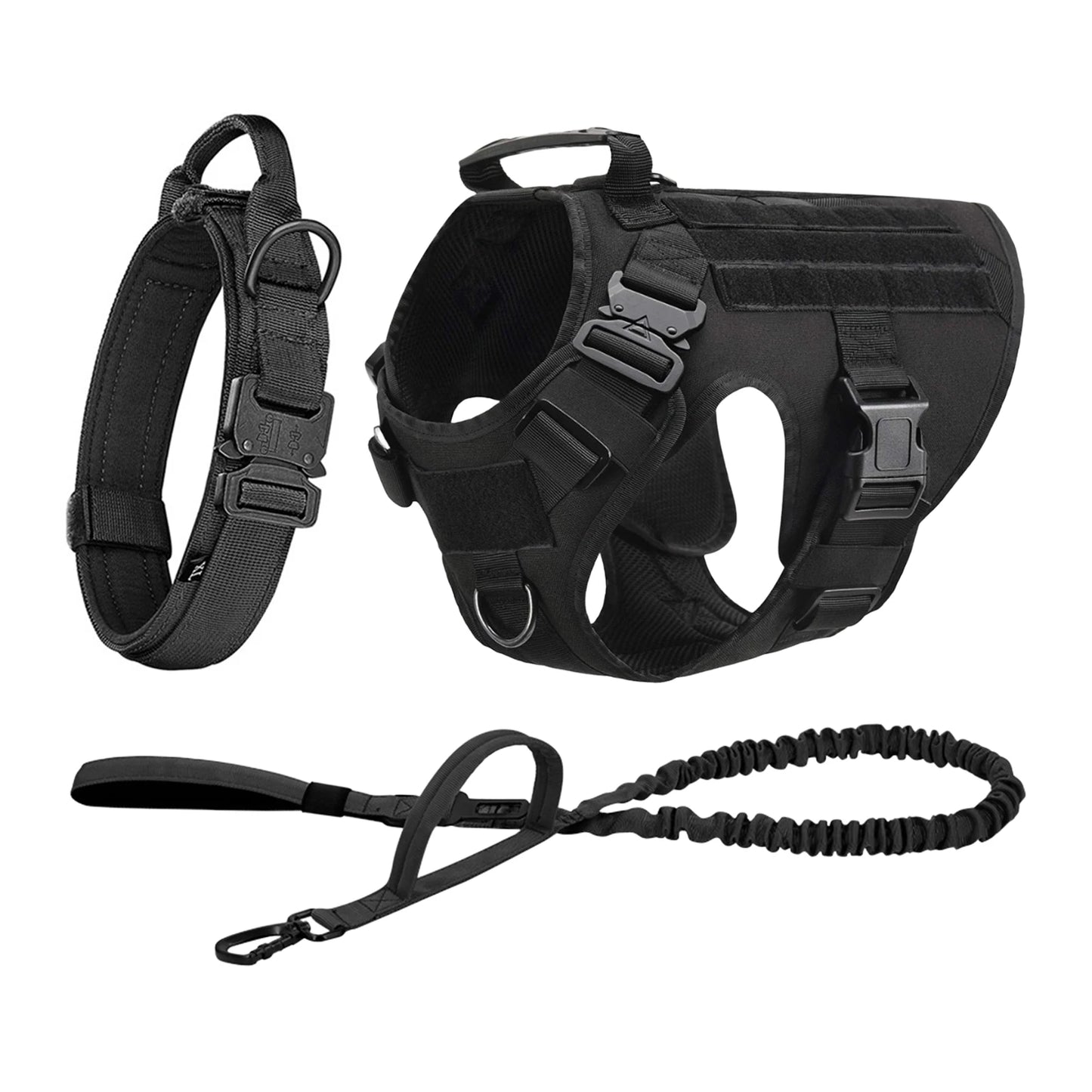 Tactical Dog Harness Vest Molle Pouches Nylon