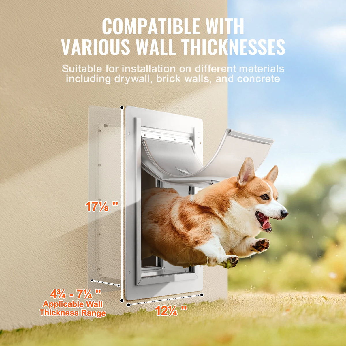 Weatherproof Metal Frame Pet Door With Lock And Three Flaps