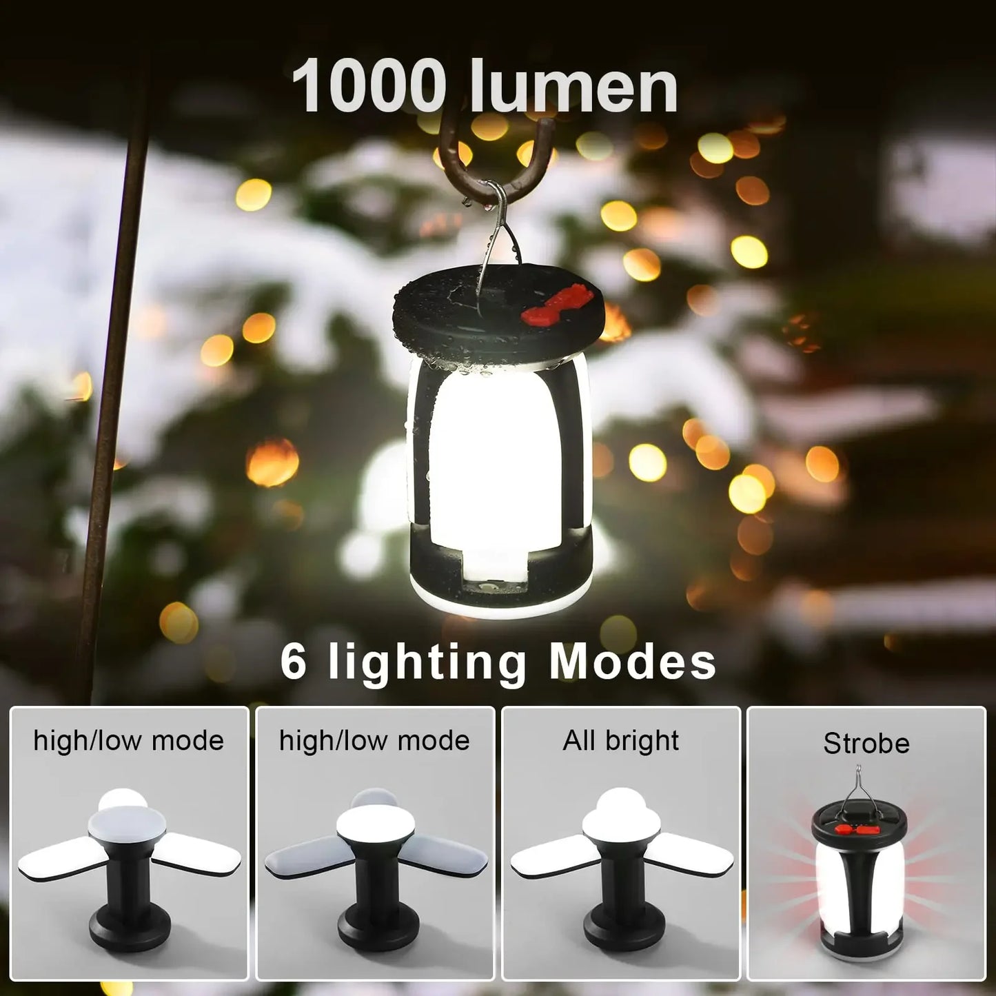 Newbirth Solar LED Camping Lantern 4500mAh 1000LM Emergency Power Bank