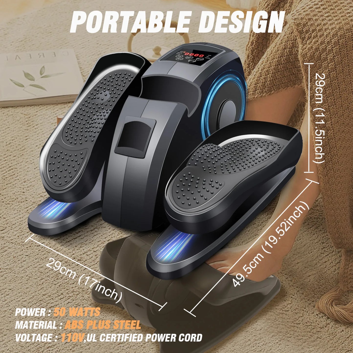 Gamewiu Mini Portable Under Desk Elliptical Pedal Exerciser Remote